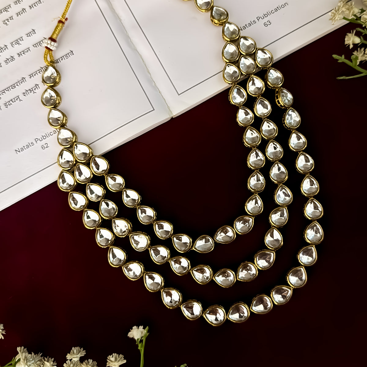 Golden Himakshi Triple Layer Kundan Necklace Set