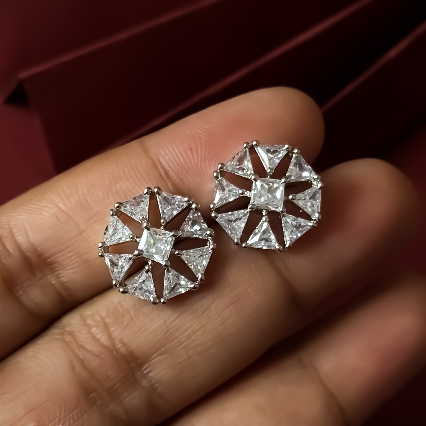 Chloe American Diamond Silver Stud Earrings