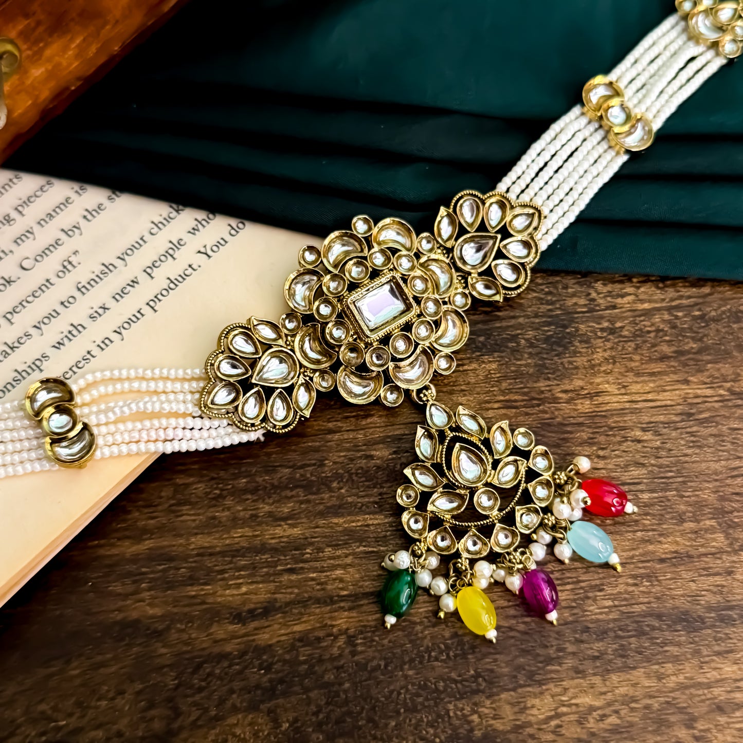 Jassit Dabi Kundan Necklace Set - Multi