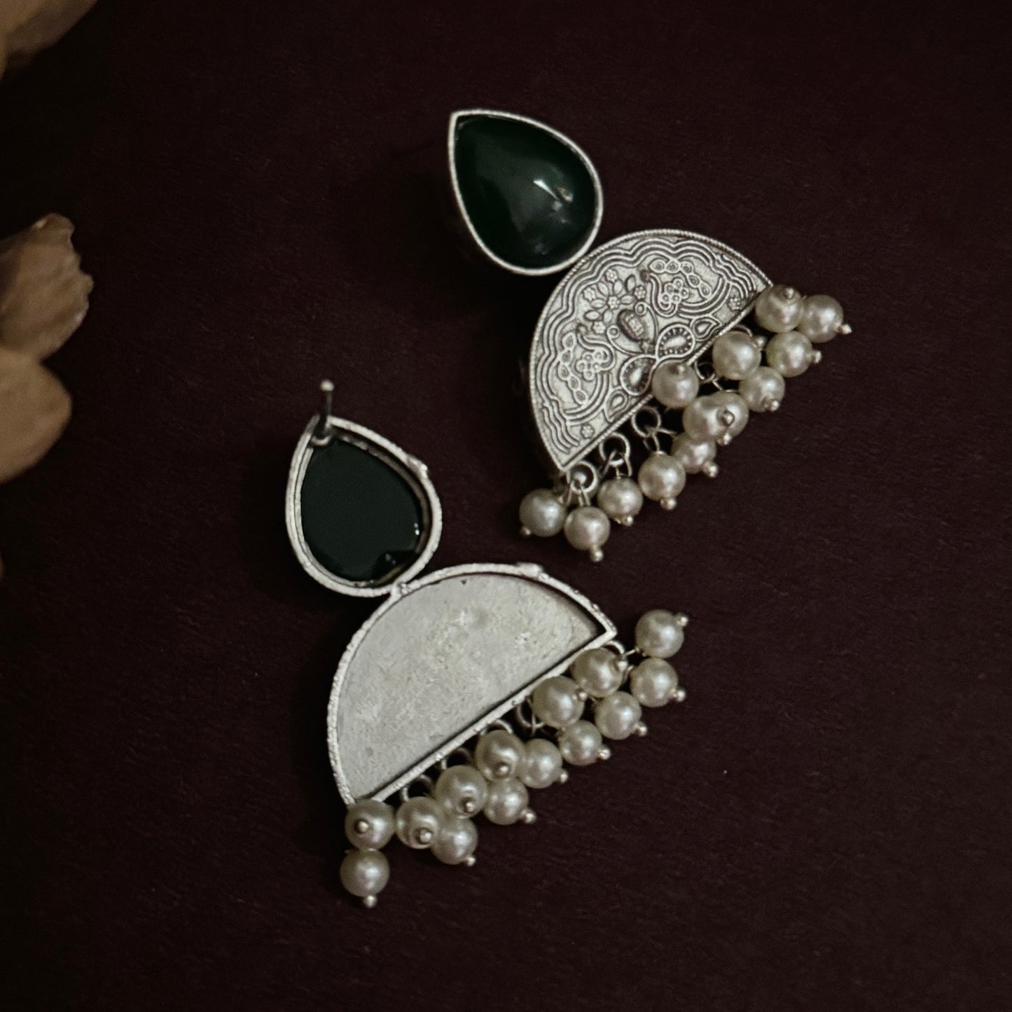 Monalisa SLA Brass Chandbali Earrings - Green