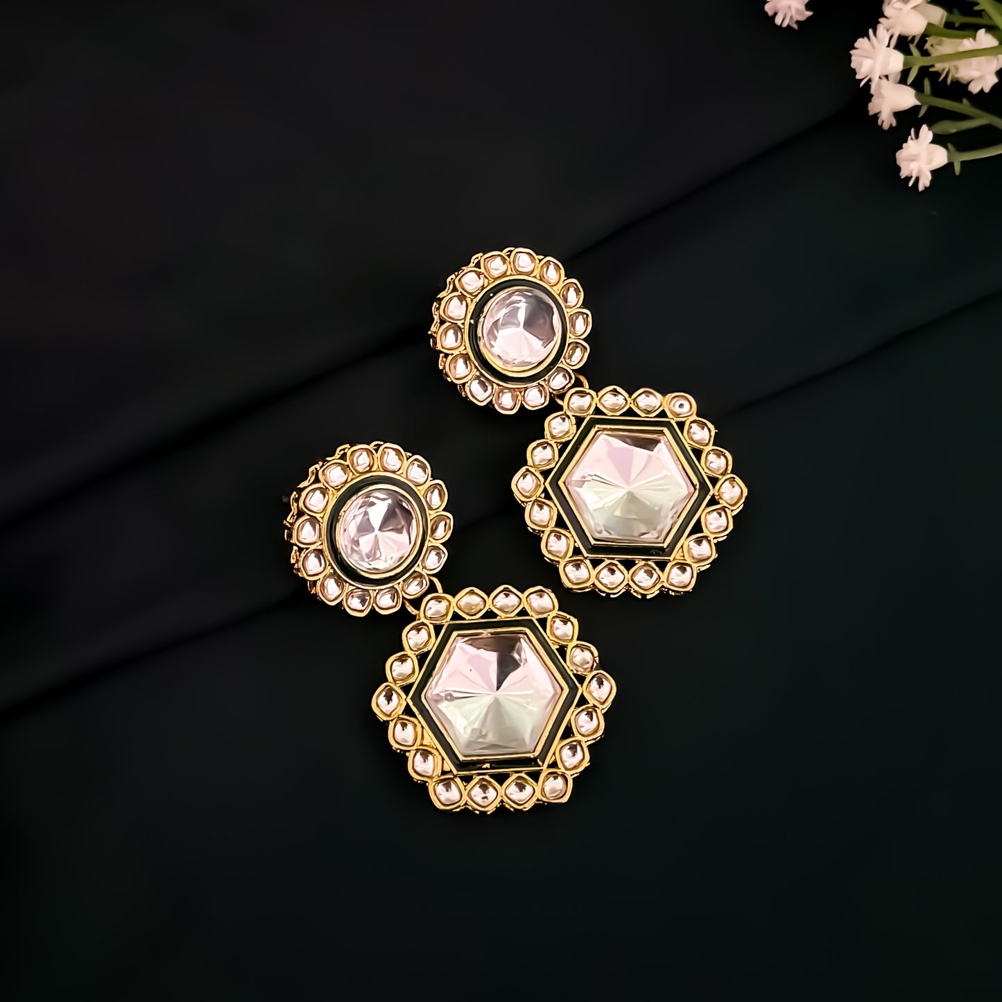 Sunidhi Kundan Long Necklace Set- Golden