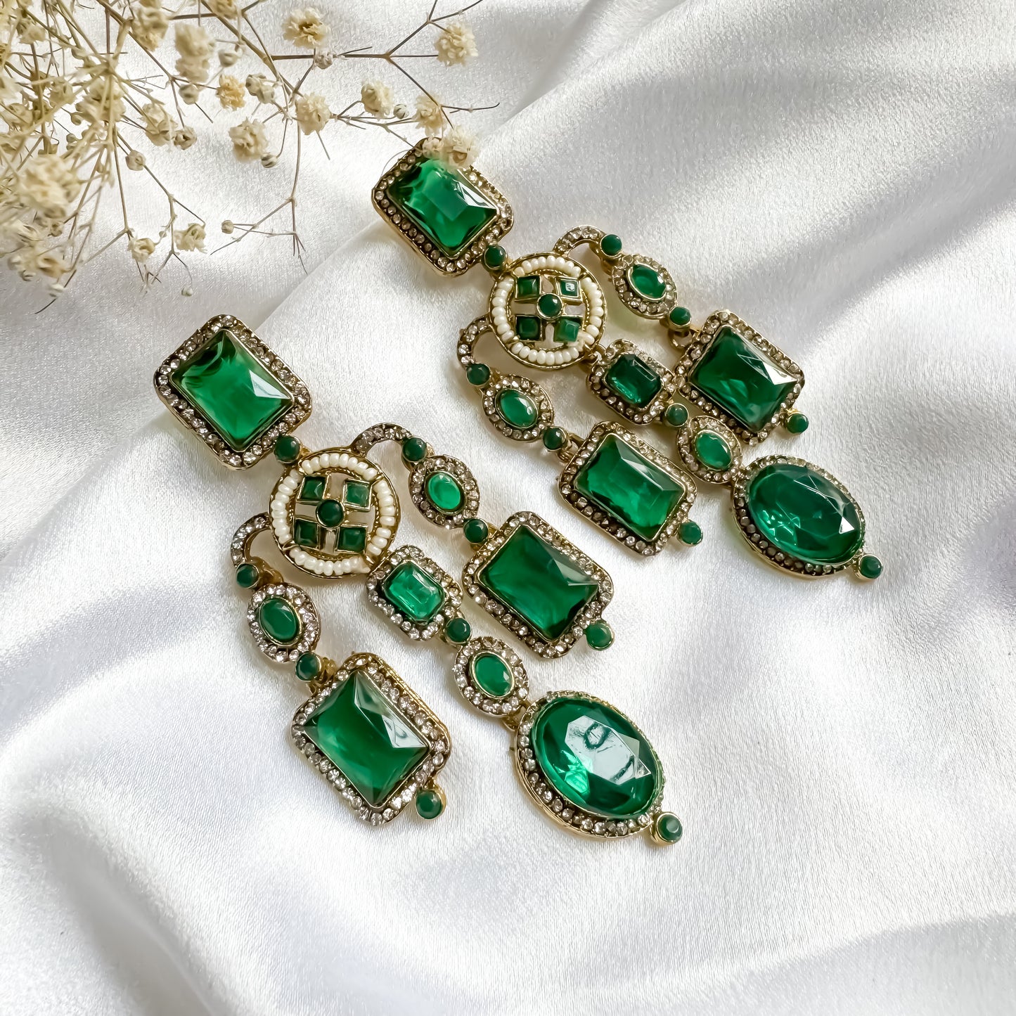 Ankita Inspired Drop Earrings - Green