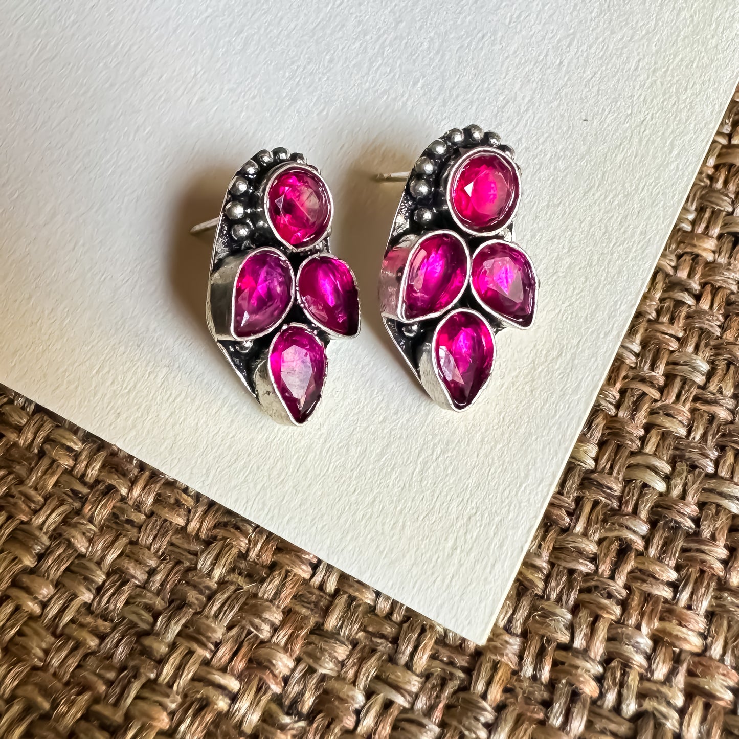 Suchitra Brass Stud Earrings - Purple
