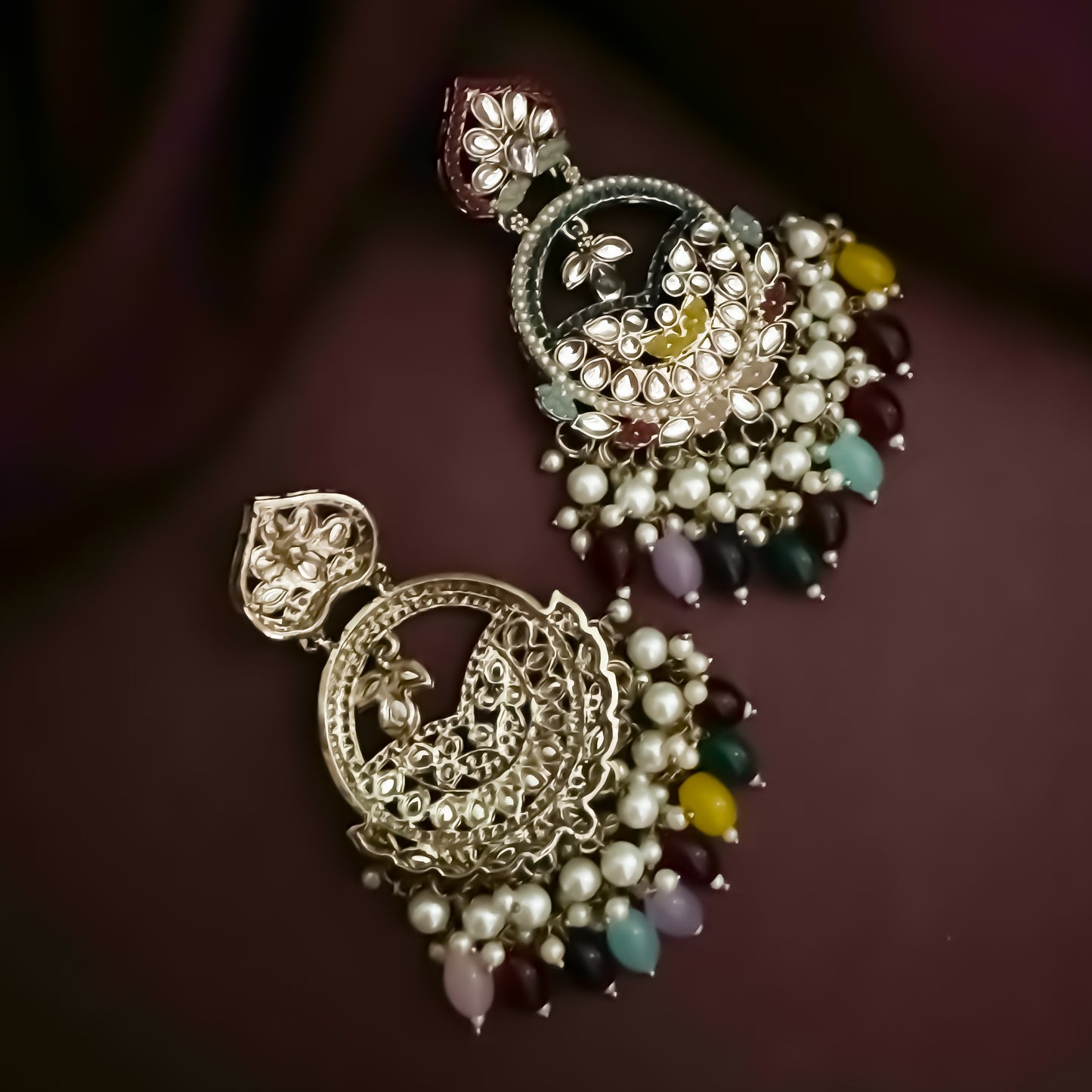 Zoya Jadau Chandbali Earrings -Multi