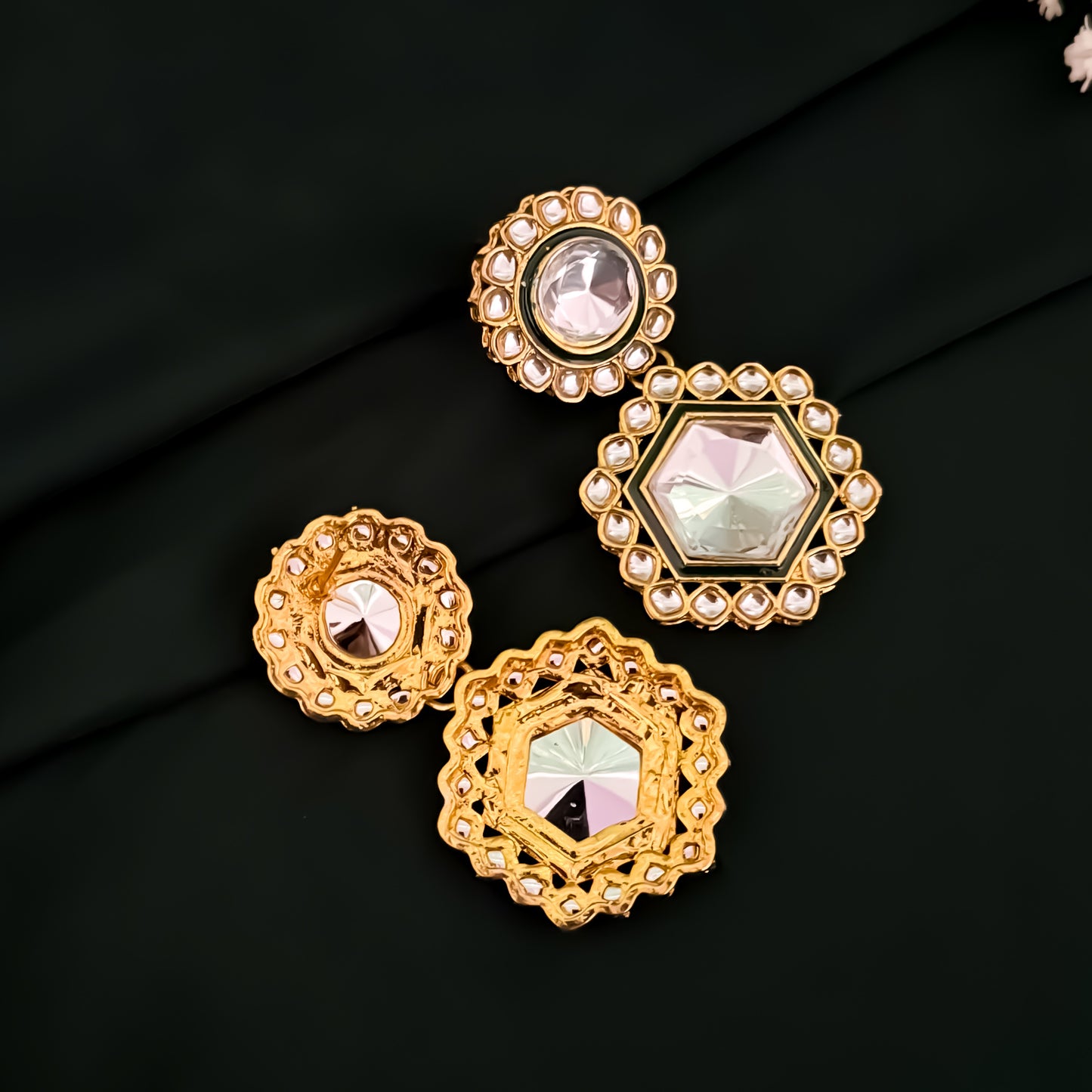 Sunidhi Kundan Long Necklace Set- Golden