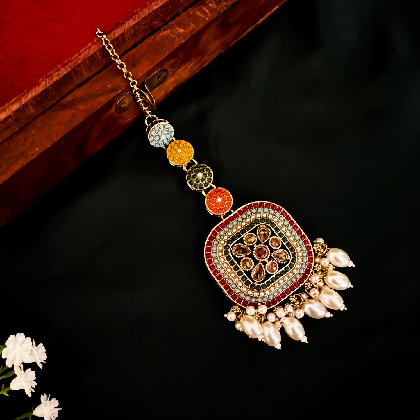 Raisha Jadau Reverse AD Necklace Set-Multi