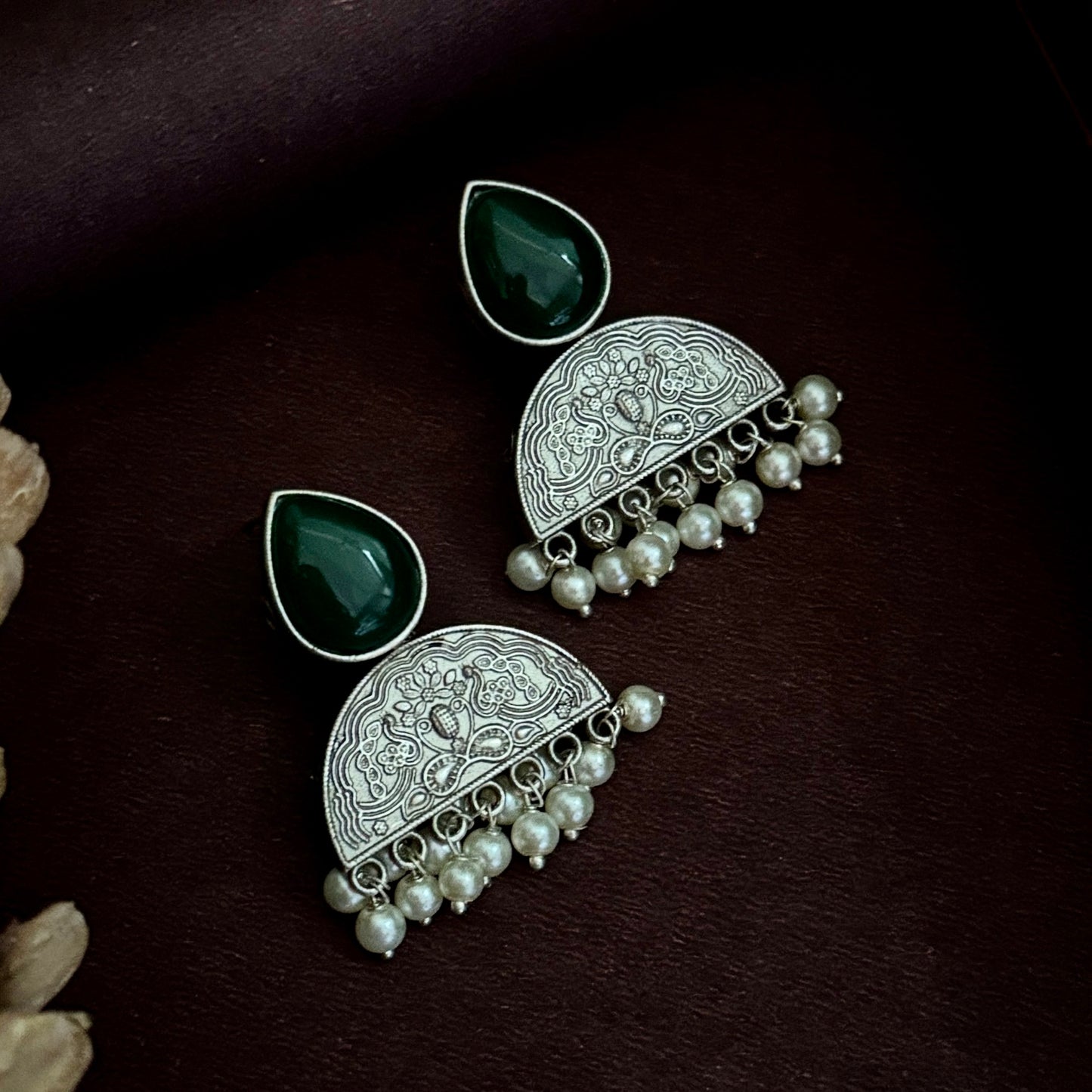 Monalisa SLA Brass Chandbali Earrings - Green