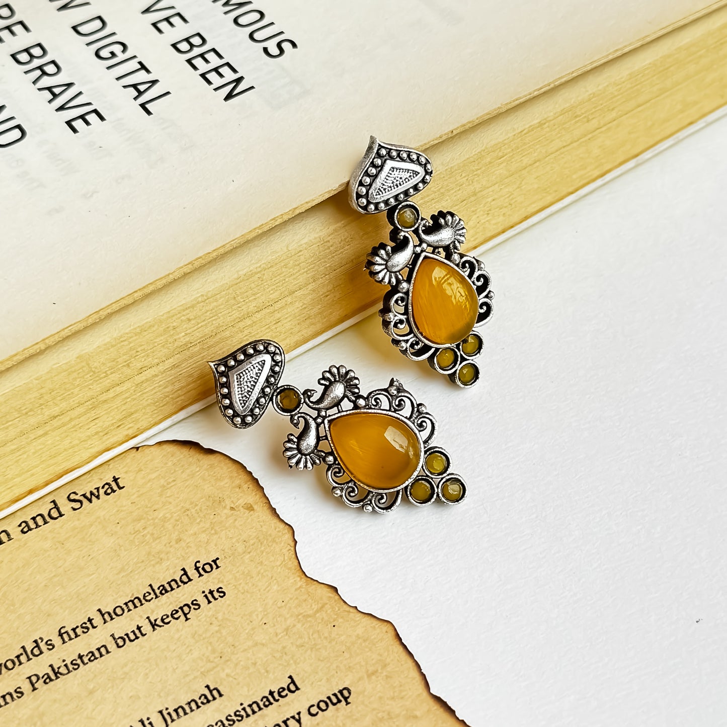 Gazal SLA Brass Earrings - Pastel Yellow