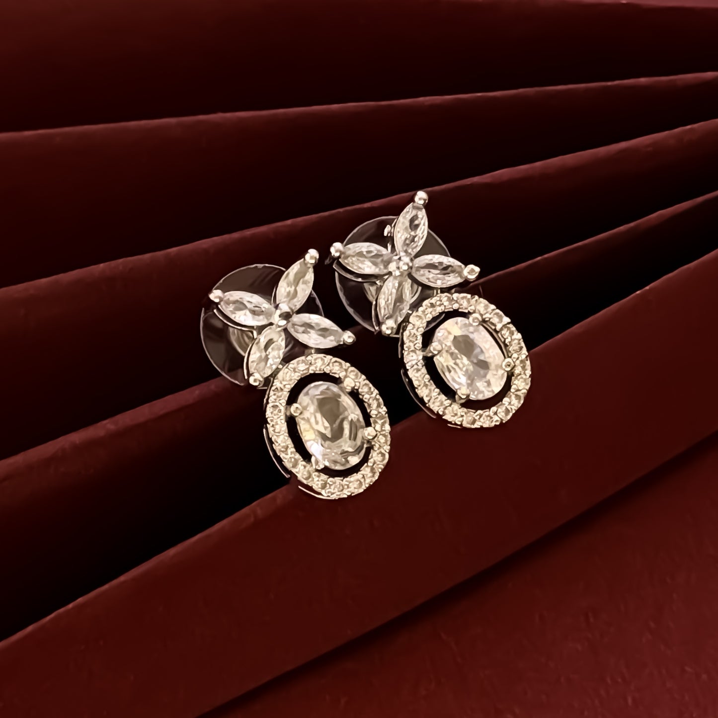Grace American Diamond Stud Earrings - Crystal White