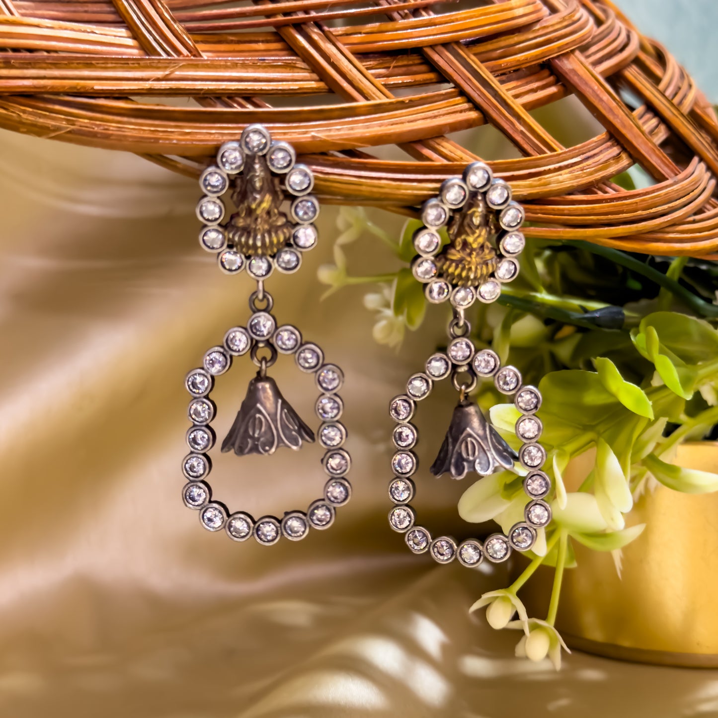 Lakshmi Zircon Dual Tone SLA Brass Earrings