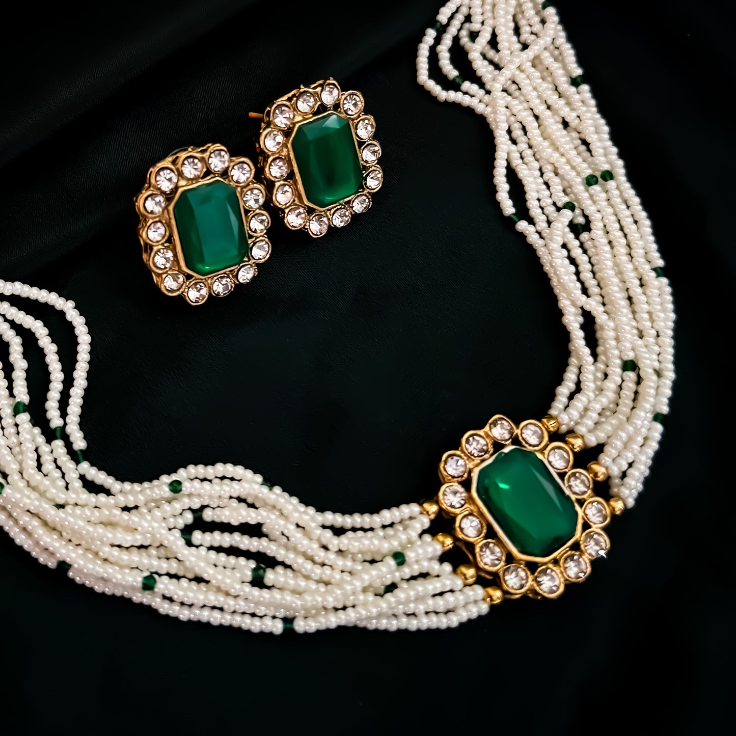 Sampada Choker Necklace Set - Green