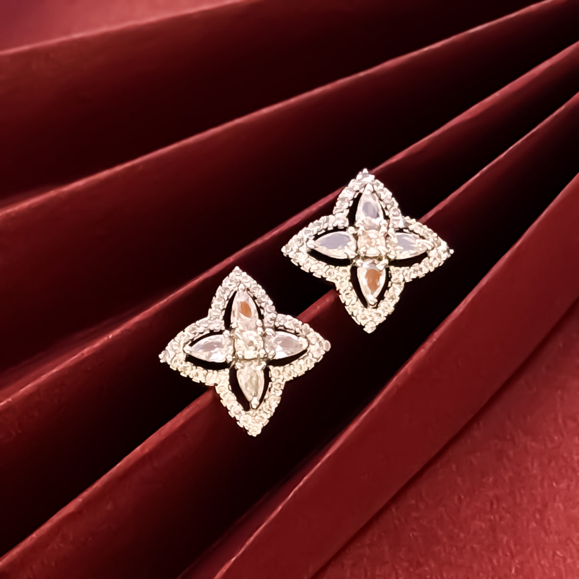 Eva American Diamond Silver Stud Earrings