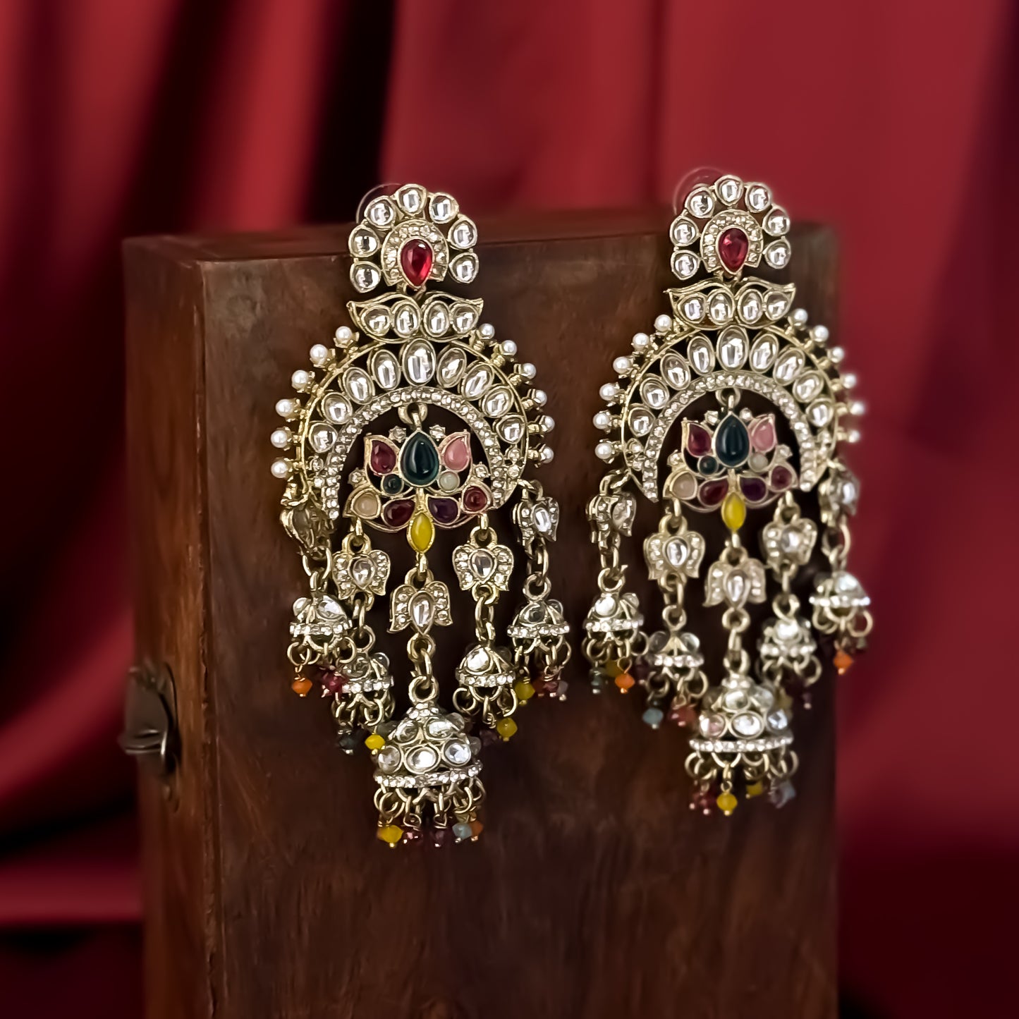 Hina Khan Inspired Jhumka Chandbali Earrings- Multi