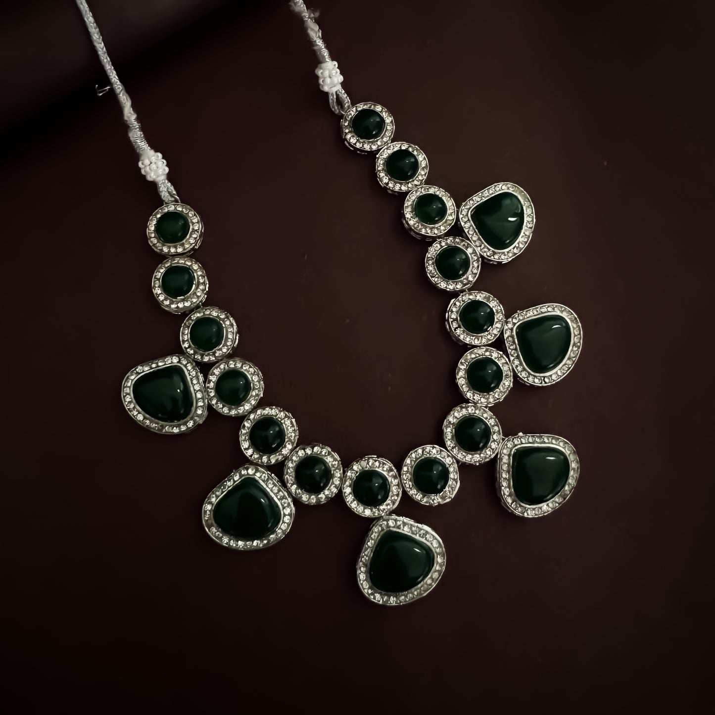 Minal Monalisa Stone Necklace Set- Green