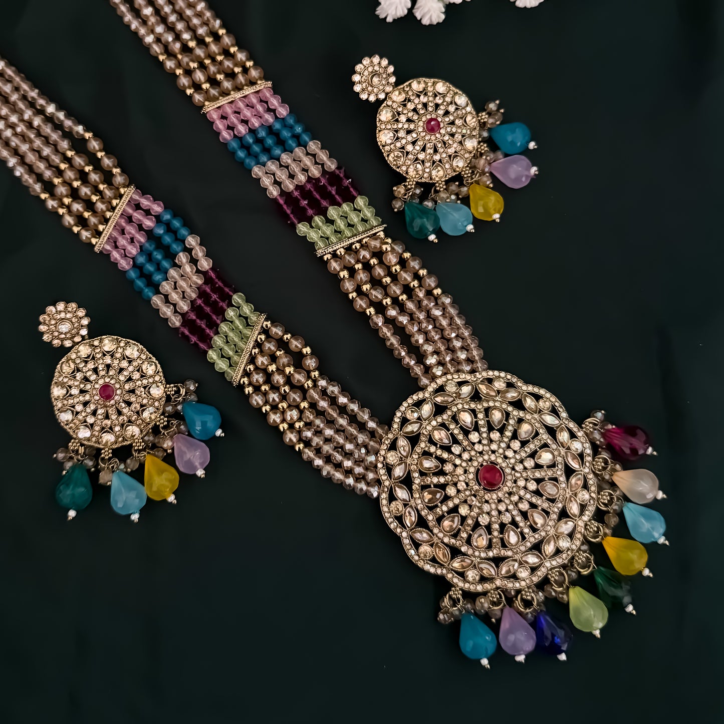 Hetal Pearl Long Necklace Set - Multi