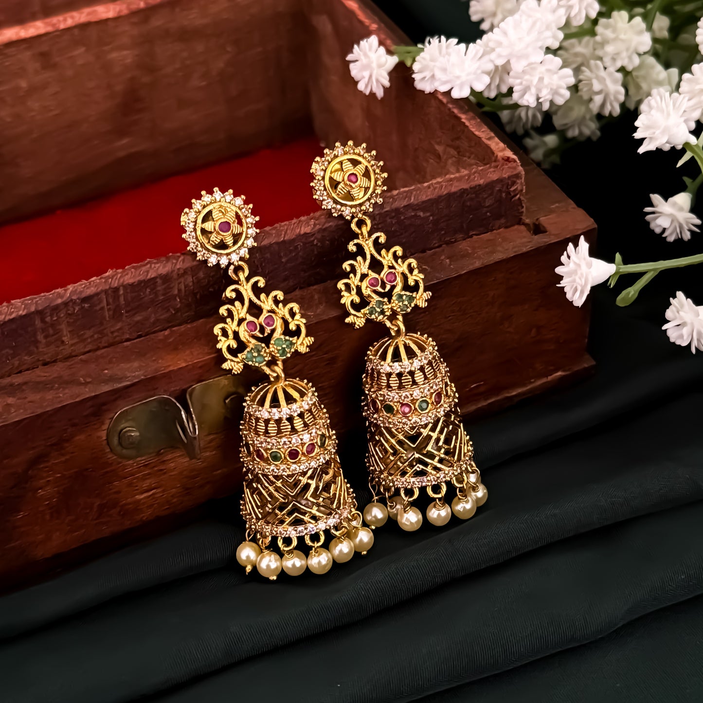 Hezal AD Jhumki Earrings