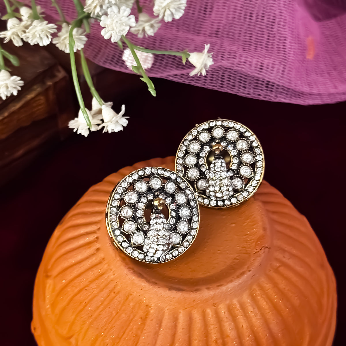 Dhairya Peacock Stud Earrings