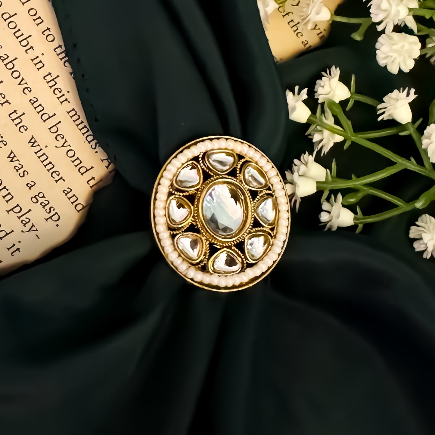 Trisha Dabi kundan Adjustable Ring
