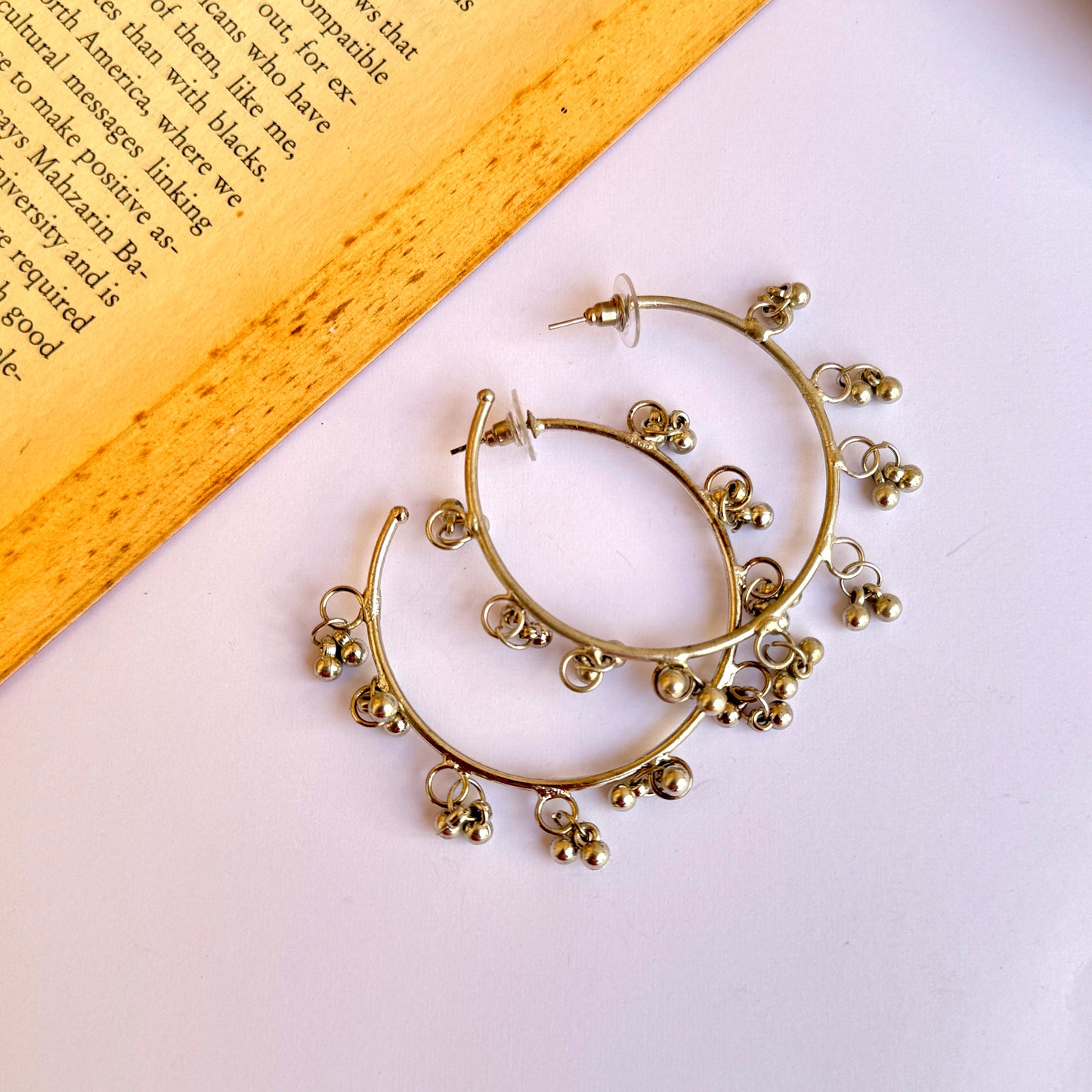 Ghunghroo Silver Oxidised Hoop Earring
