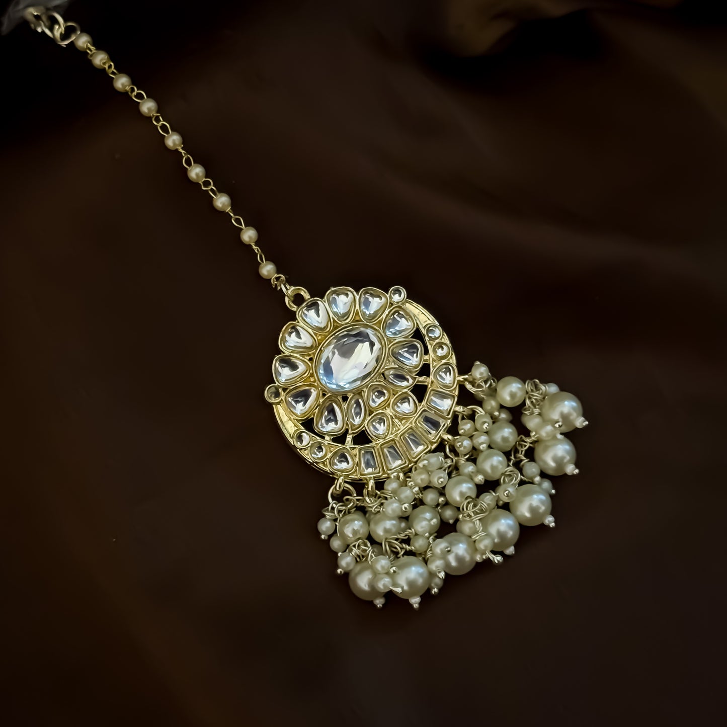 Afreen Pearl Kundan Necklace Set - Golden