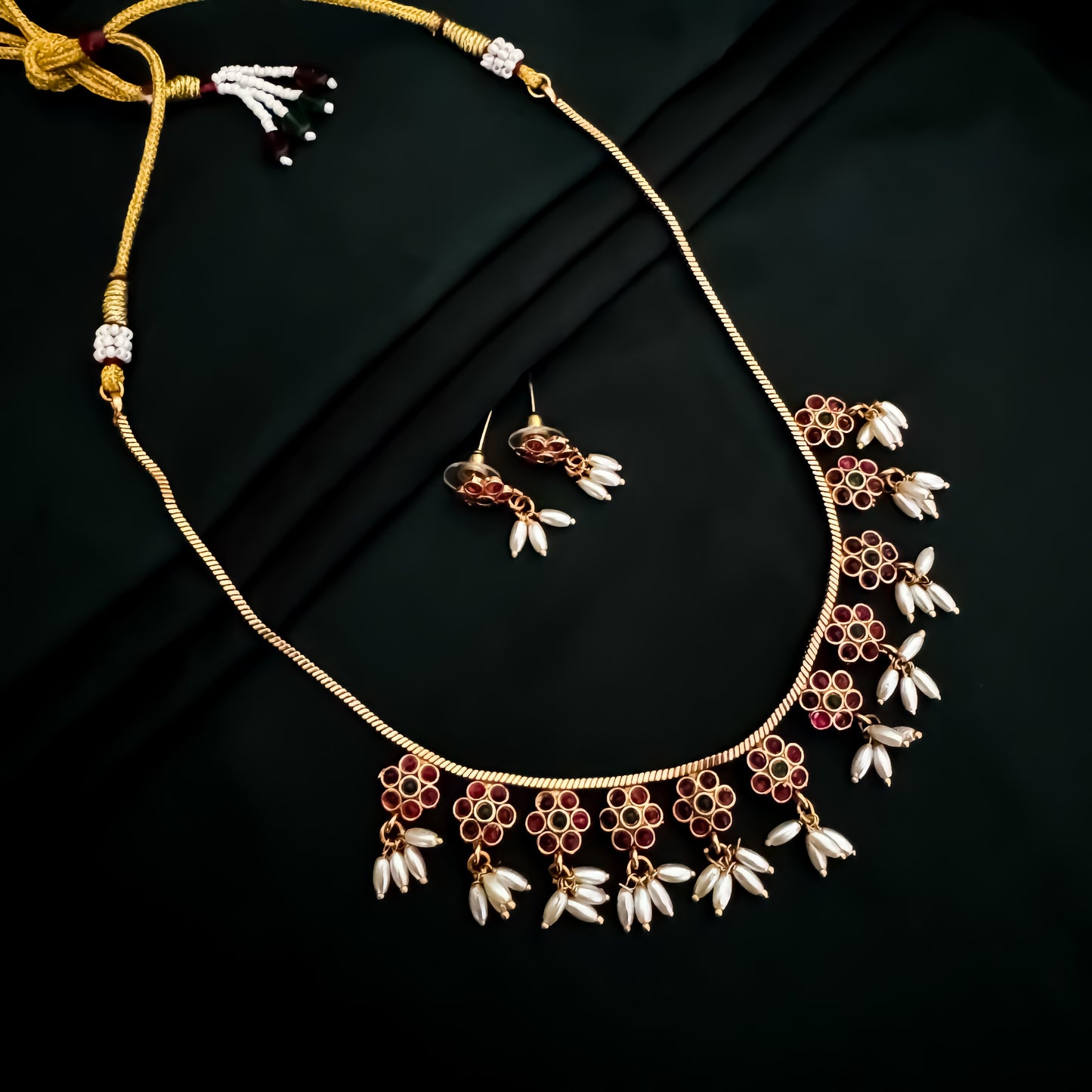 Pranaki Rice Pearl Necklace Set