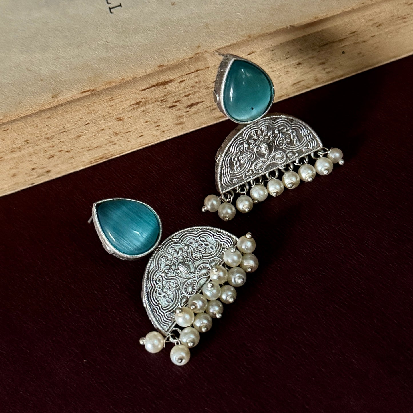 Monalisa SLA Brass Chandbali Earrings - Firoza