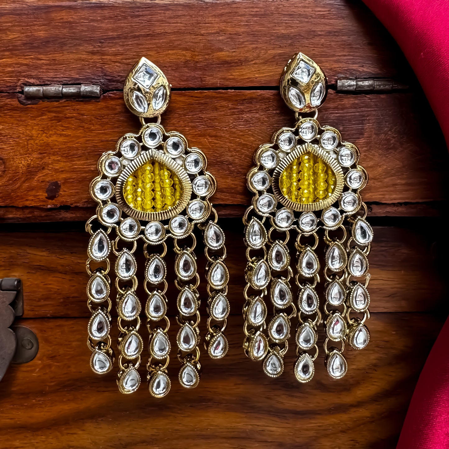 Darshana Chandbali Earrings-Yellow
