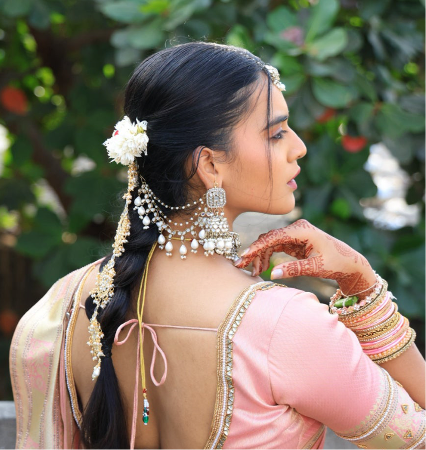 Mohika Mirror Jhumka Earrings with Sahara & Tika Set - Golden