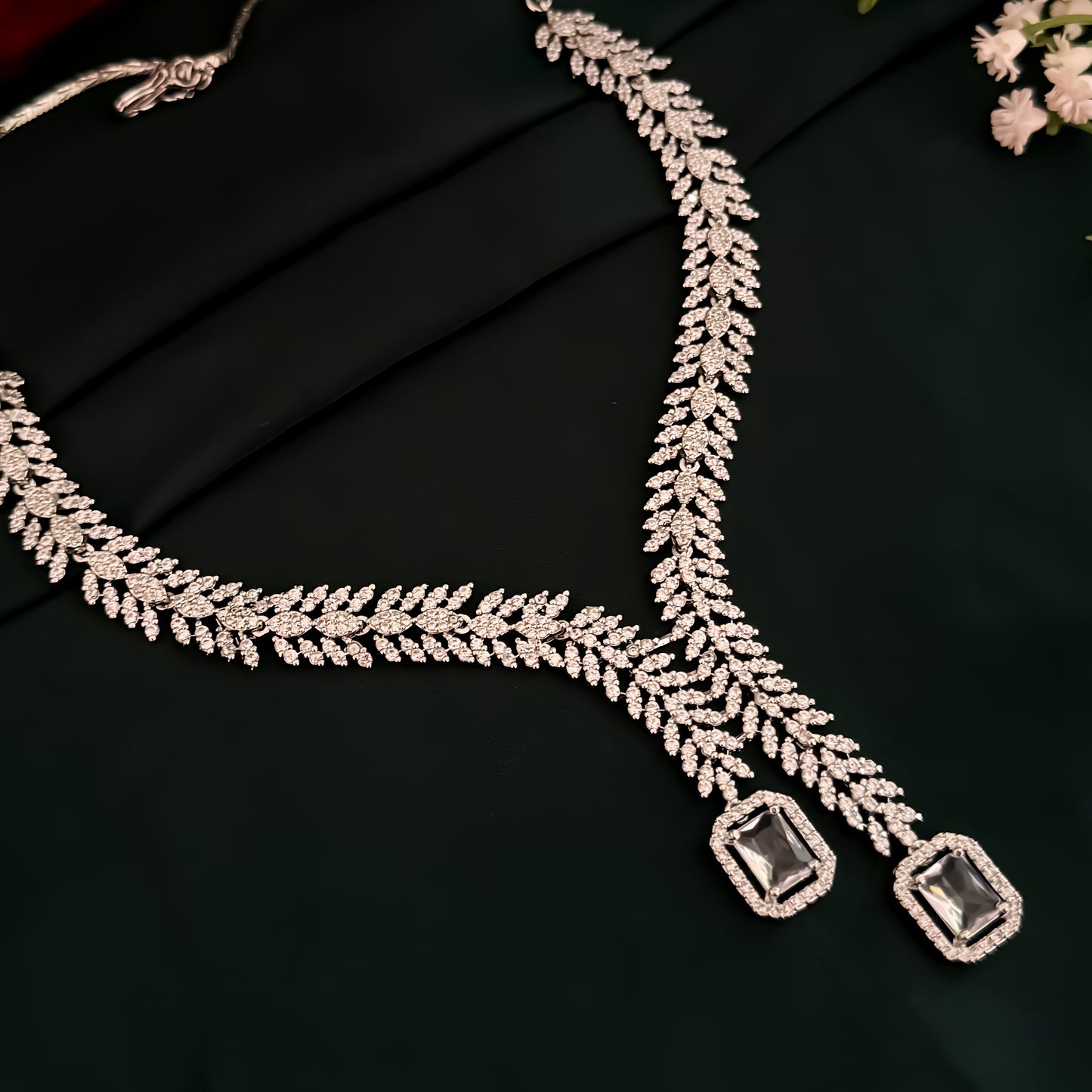 Deborah Designer Diamond Necklace Set - Crystal White