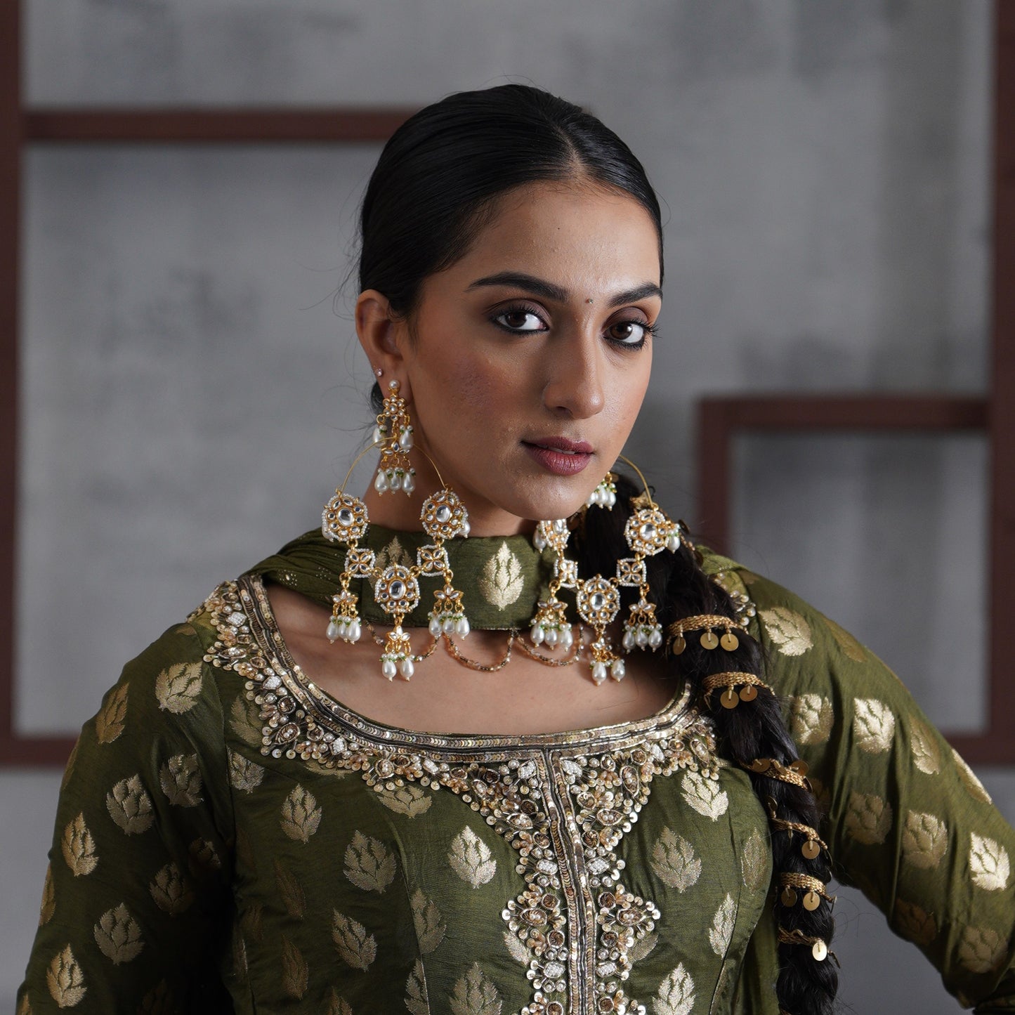 Aamna Statement Kundan Chandbali Earrings - Golden