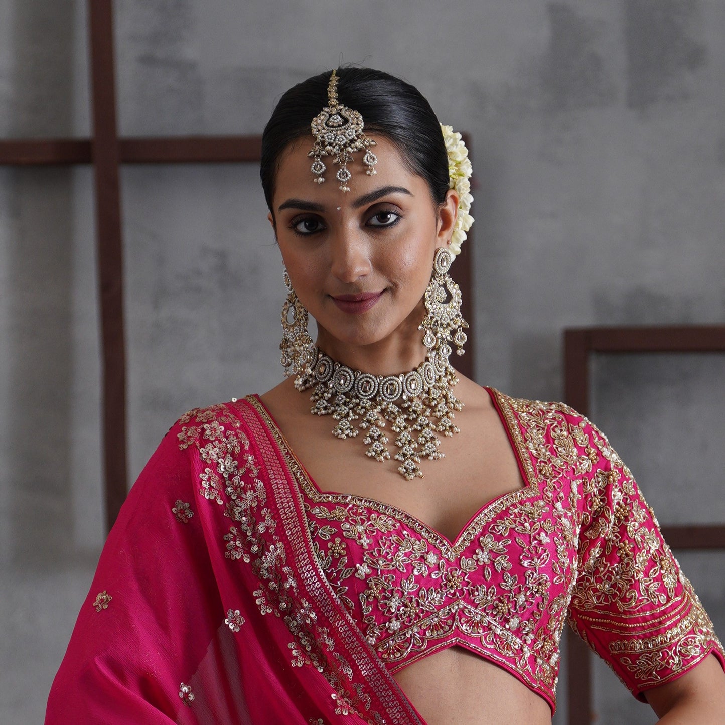 Rehan Jadau Reverse AD Necklace Set - Golden