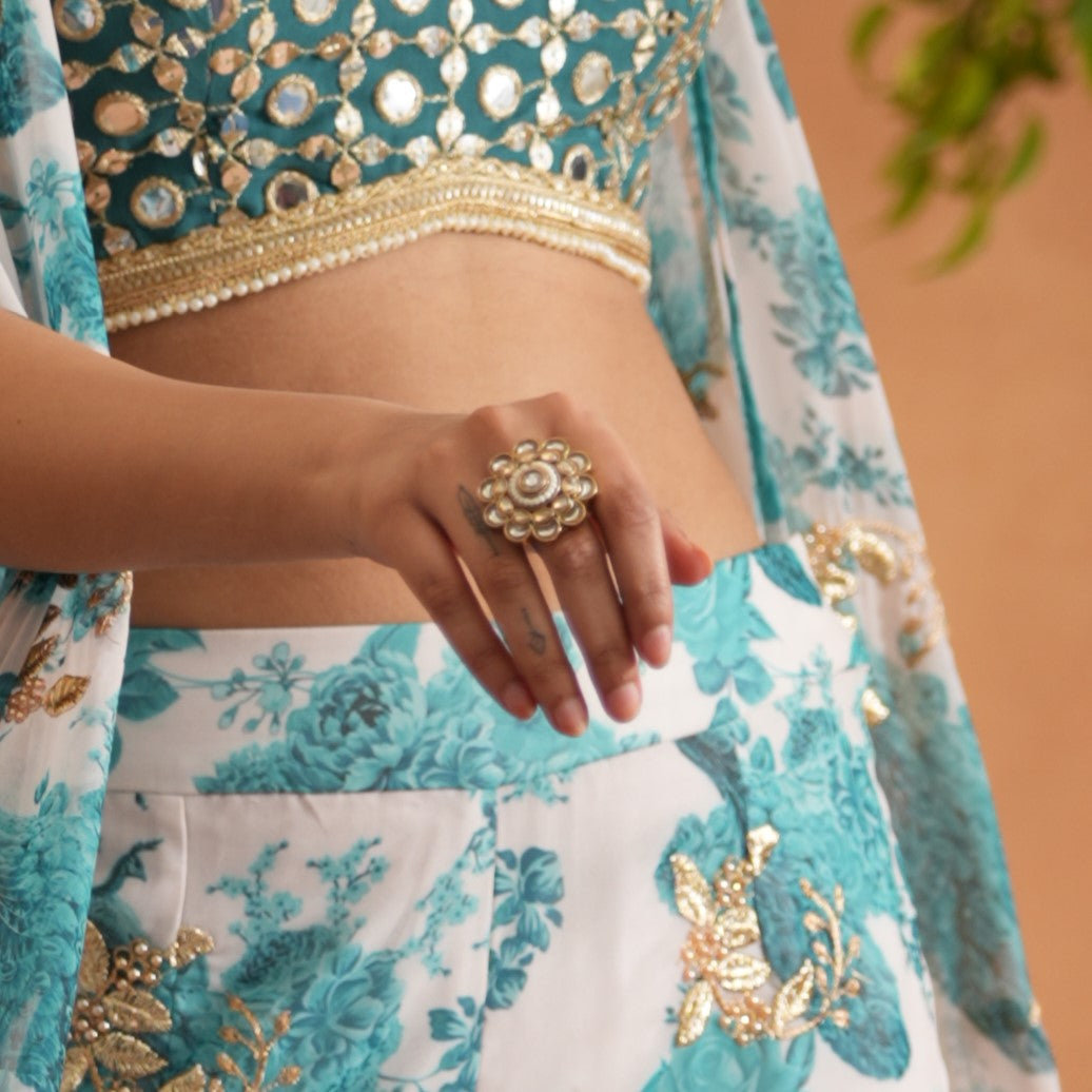 Ishita Dabi Kundan Adjustable Ring