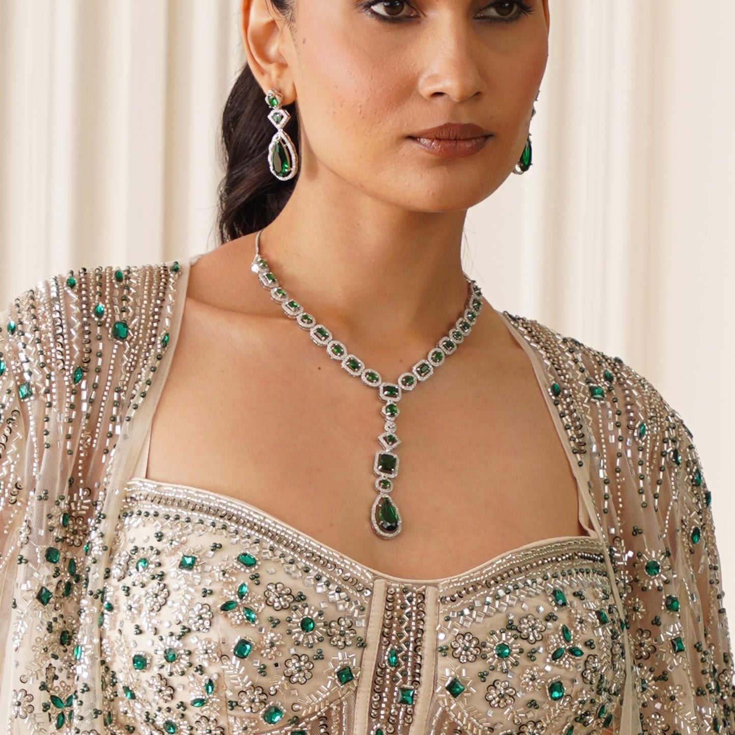 Sophie AD Necklace Set - Emerald Green