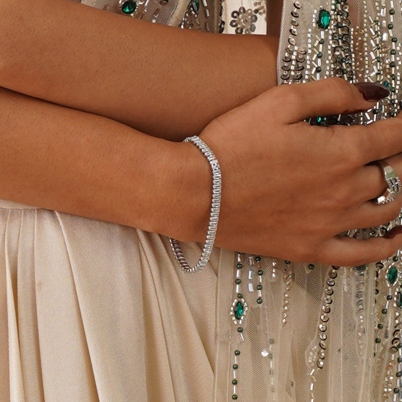 Sarah Cubin Zirconia Tennis Bracelet - Crystal White
