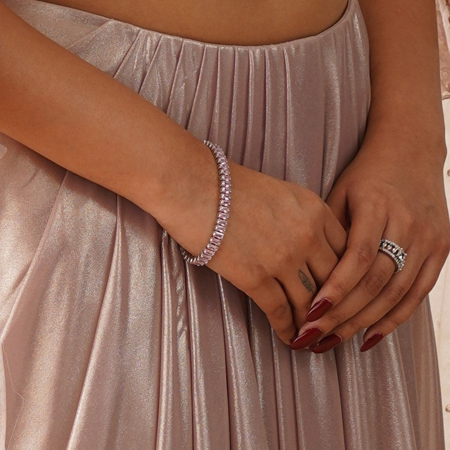 Sarah Cubin Zirconia Tennis Bracelet - Soft Pink