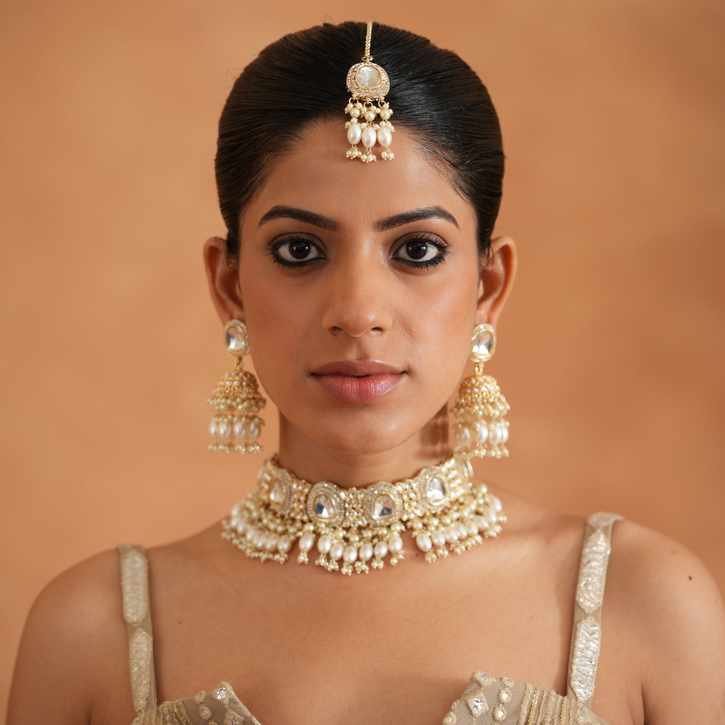 Anika Pearl Necklace Set - Golden