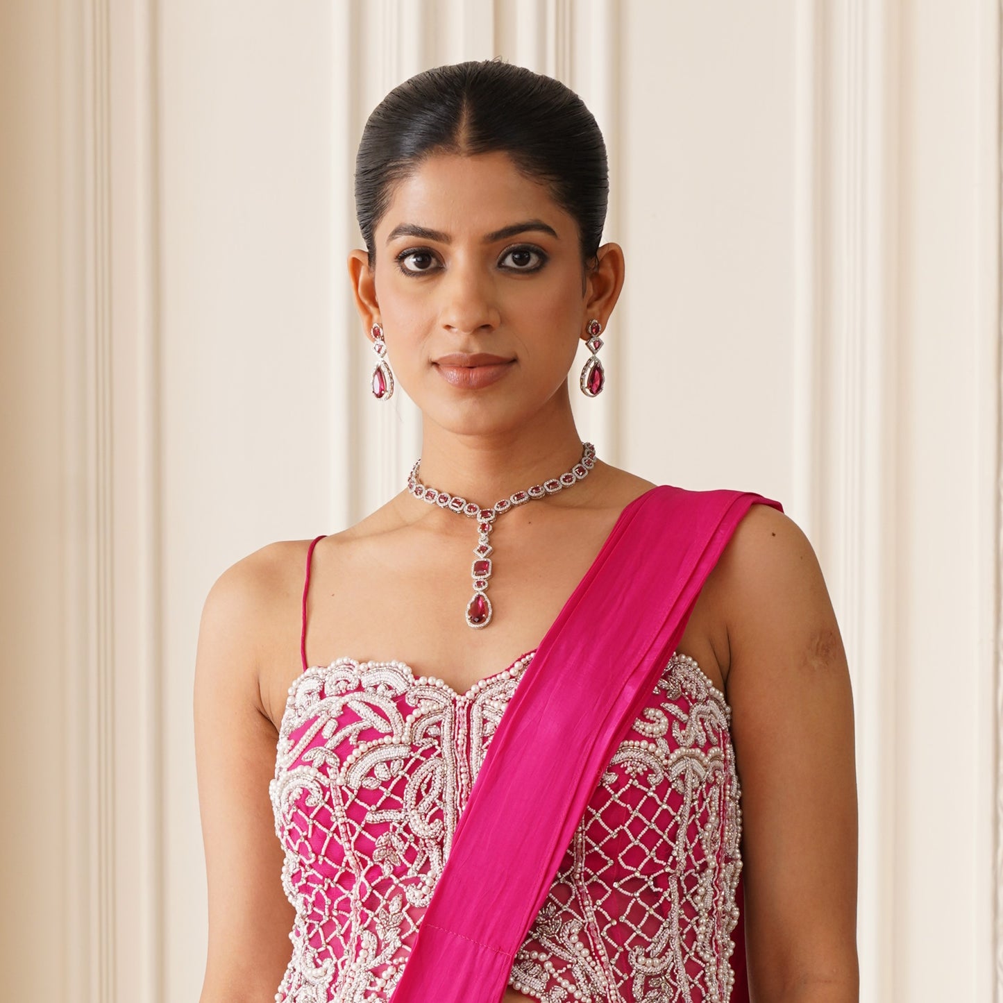Sophie AD Necklace Set - Ruby Red