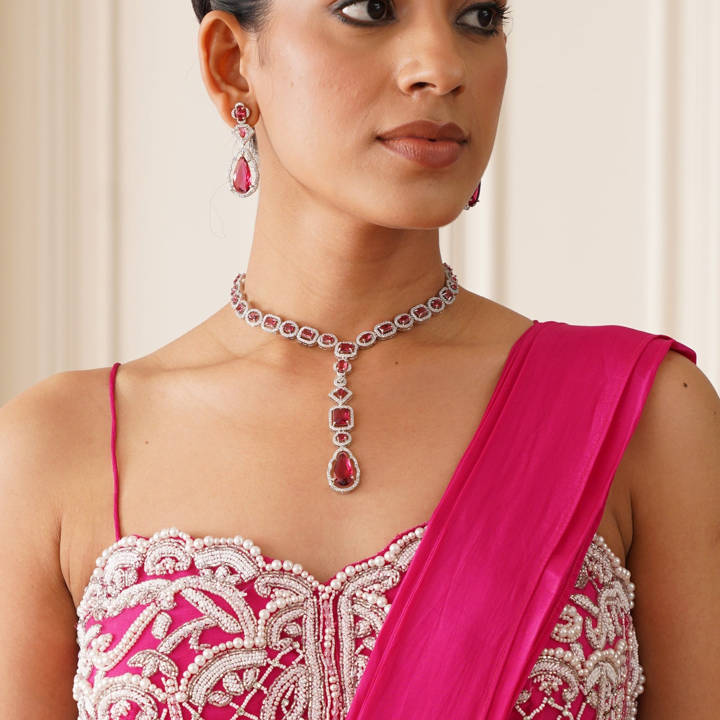 Sophie AD Necklace Set - Ruby Red