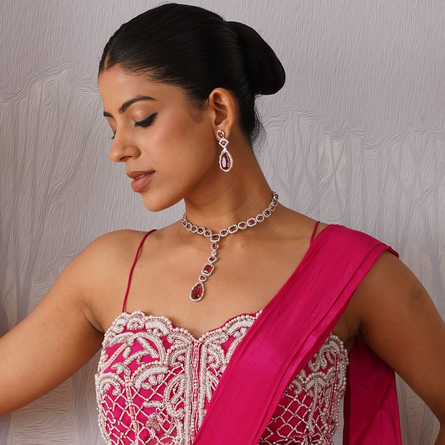 Sophie AD Necklace Set - Ruby Red