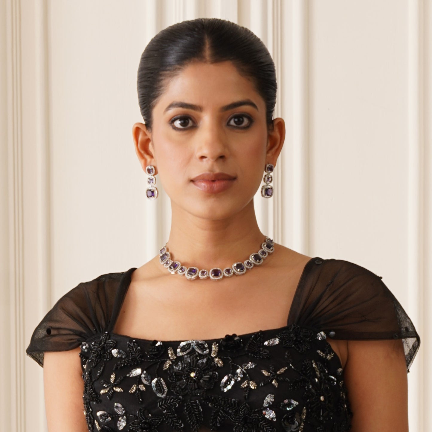 Rhea AD Necklace Set - Purple
