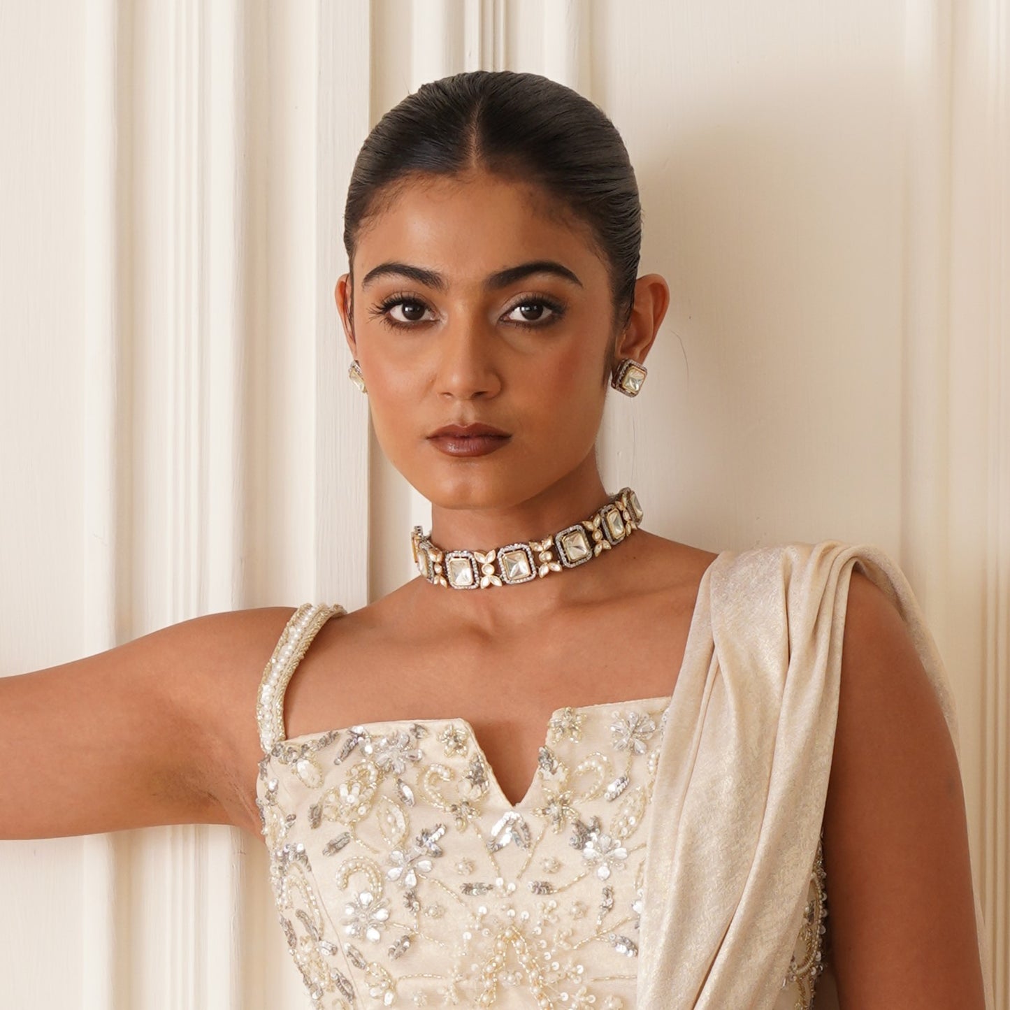 Soma Square Uncut AD Polki Choker Necklace Set
