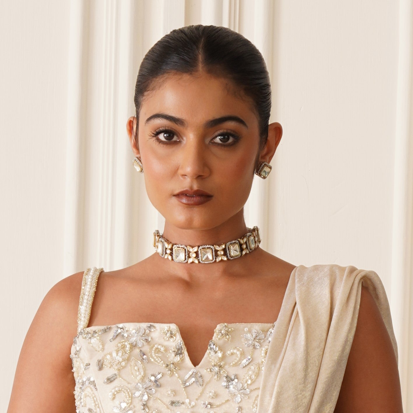 Soma Square Uncut AD Polki Choker Necklace Set