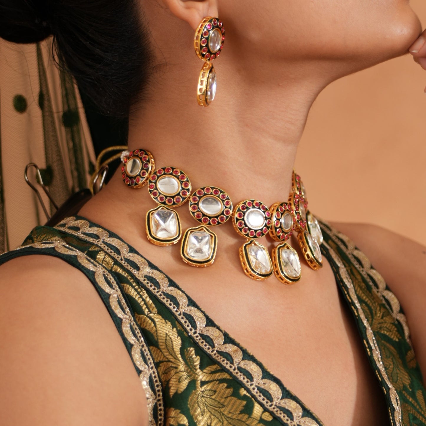 Vriksha Vilandi Kundan Premium Necklace Set