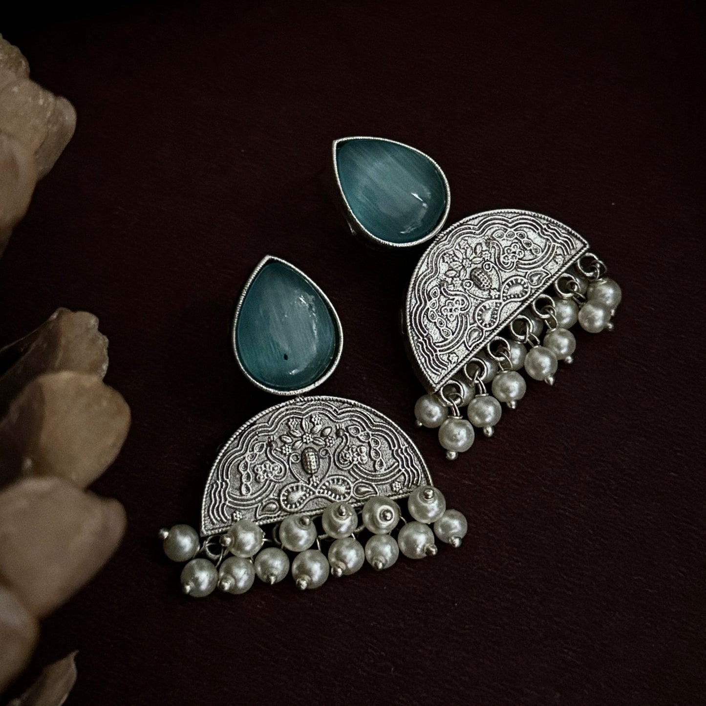 Monalisa SLA Brass Chandbali Earrings - Firoza