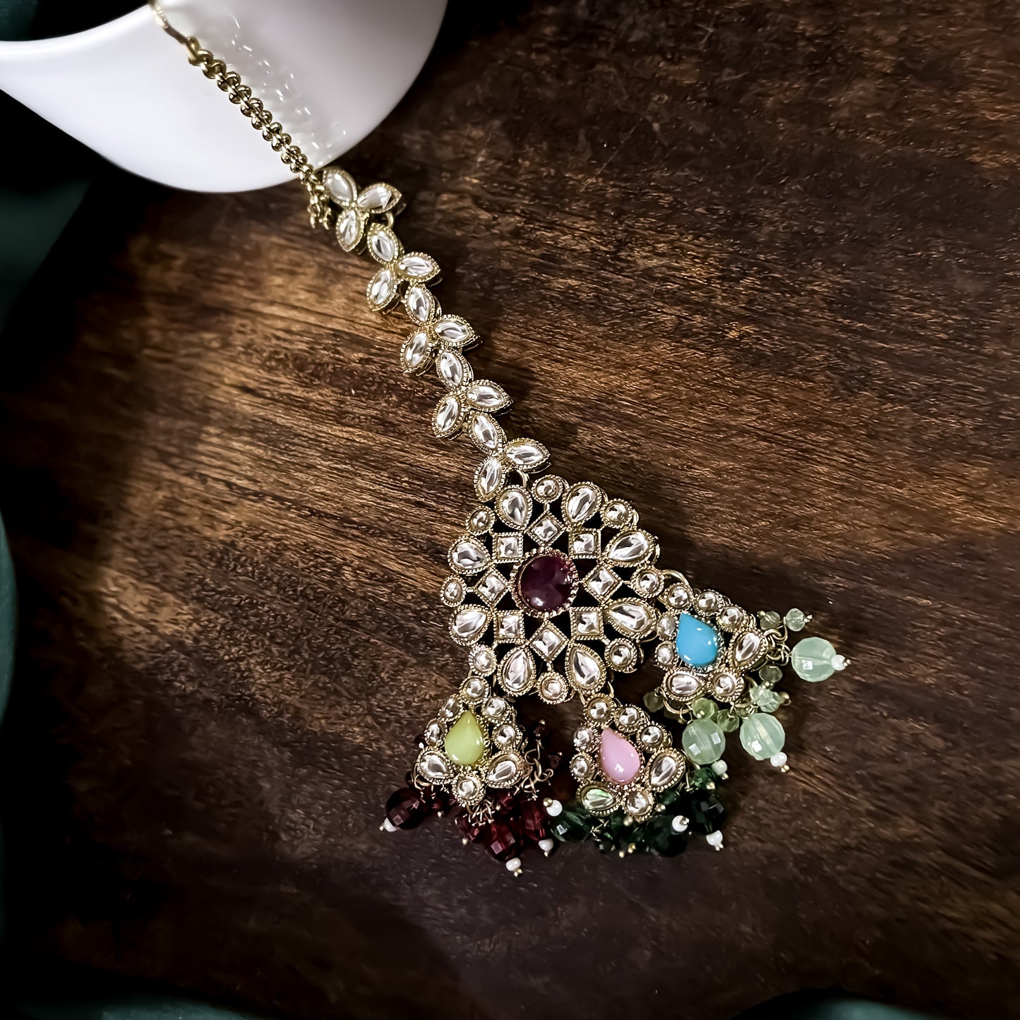 Shabana Premium Kundan Pearl Choker Necklace Set - Multi