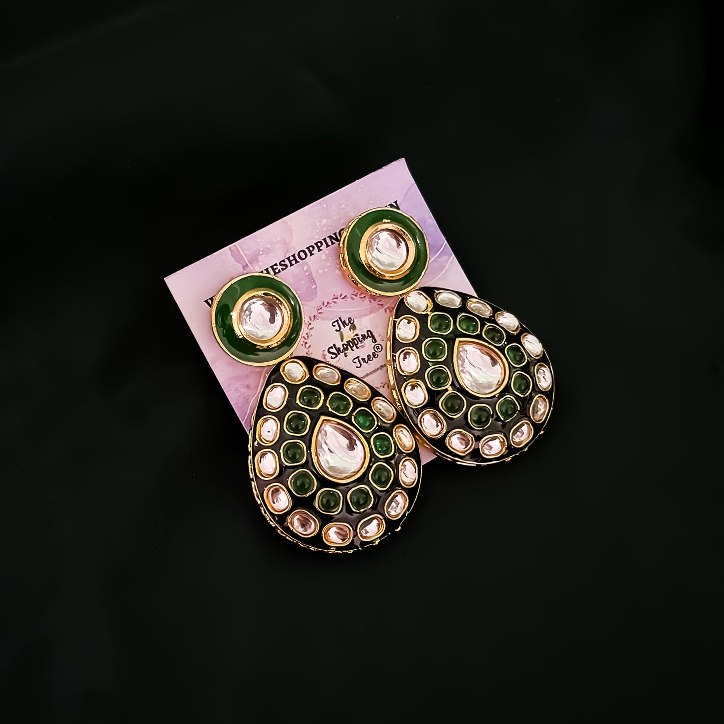 Vivika Vilandi Kundan Premium Necklace Set- Green