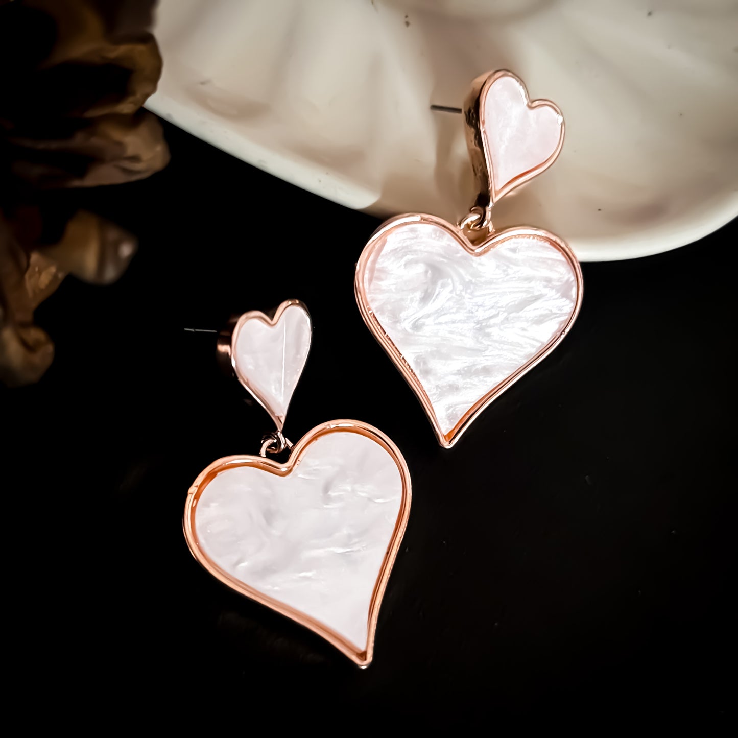 Double Heart Dangler Earrings