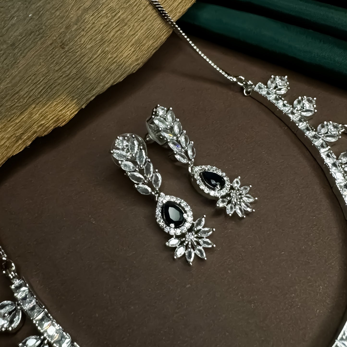 Nilofer AD Necklace Set - Royal Blue