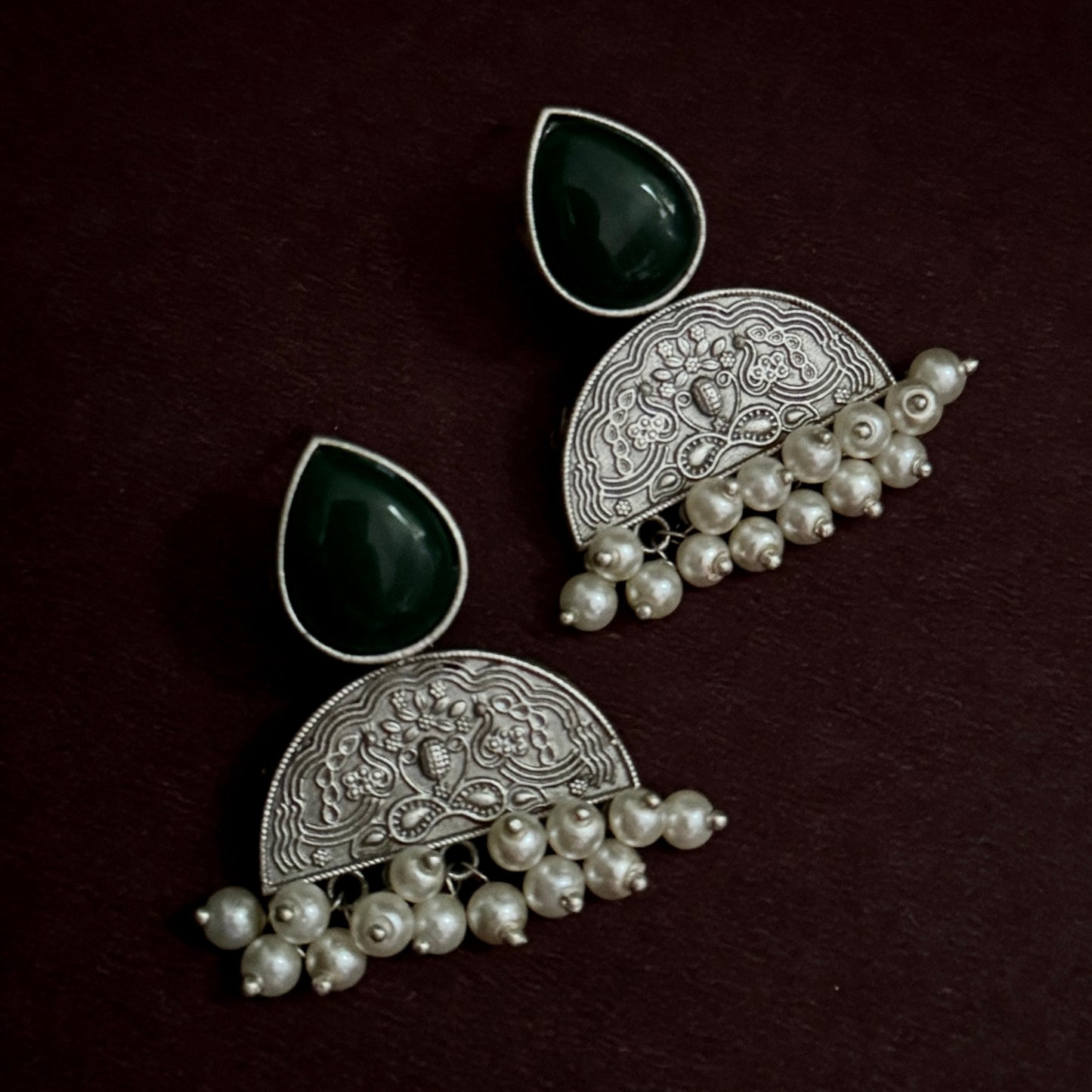 Monalisa SLA Brass Chandbali Earrings - Green