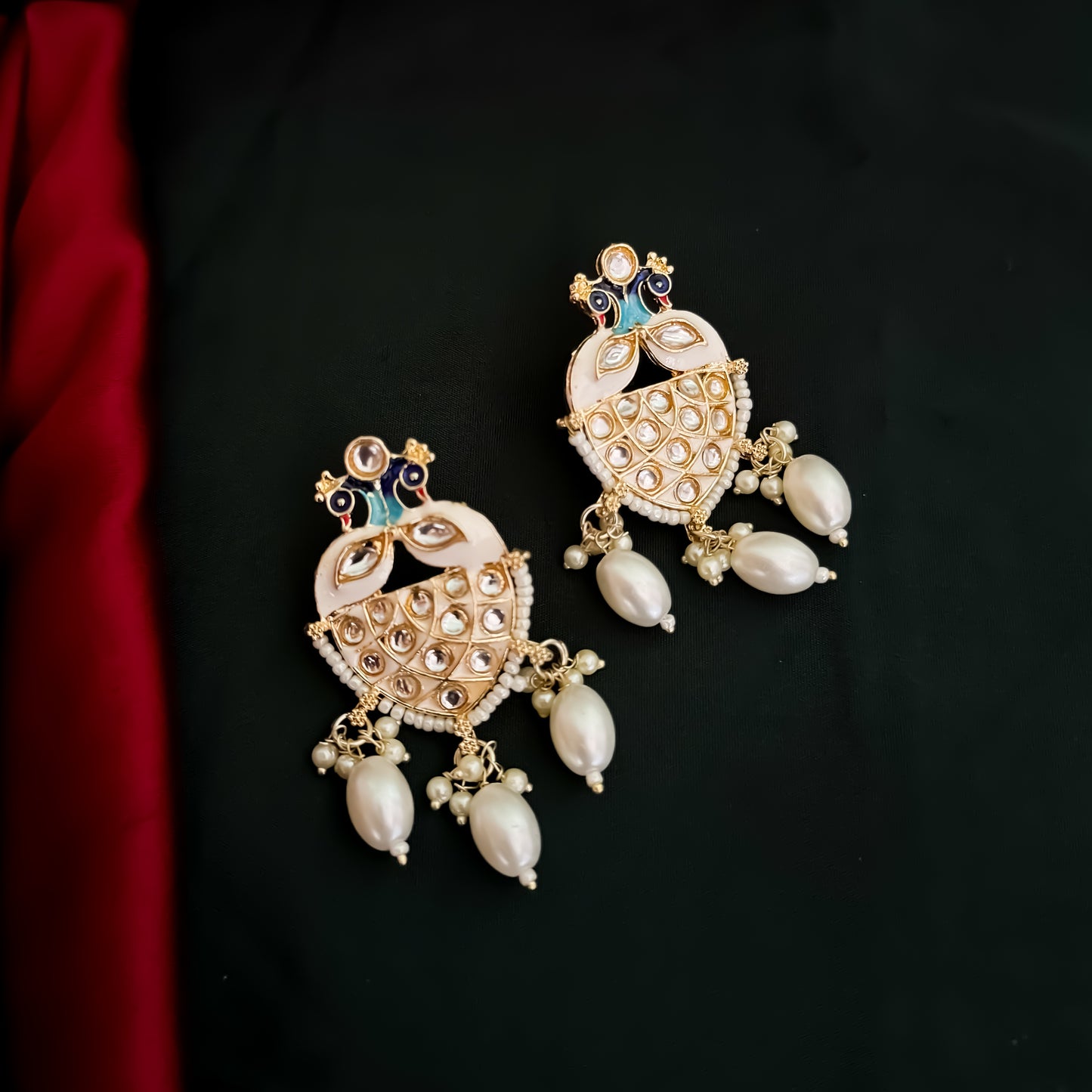 Prisa Meenakari Peacock Necklace Set